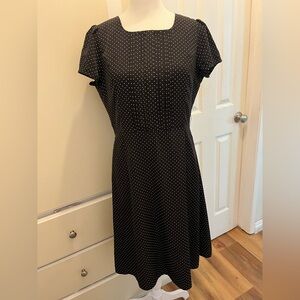Elegant Black Polka Dot Midi Dress